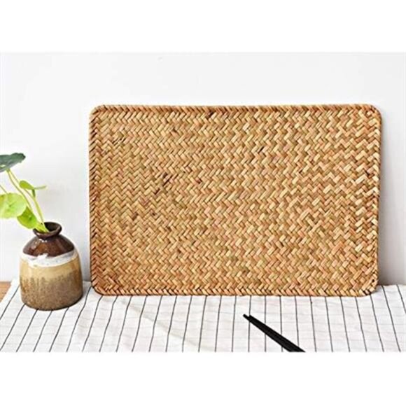 6 Pack Rectangular Woven Placemats, Rattan Wicker Table Mats, 17" x 12" - Picture 4 of 7